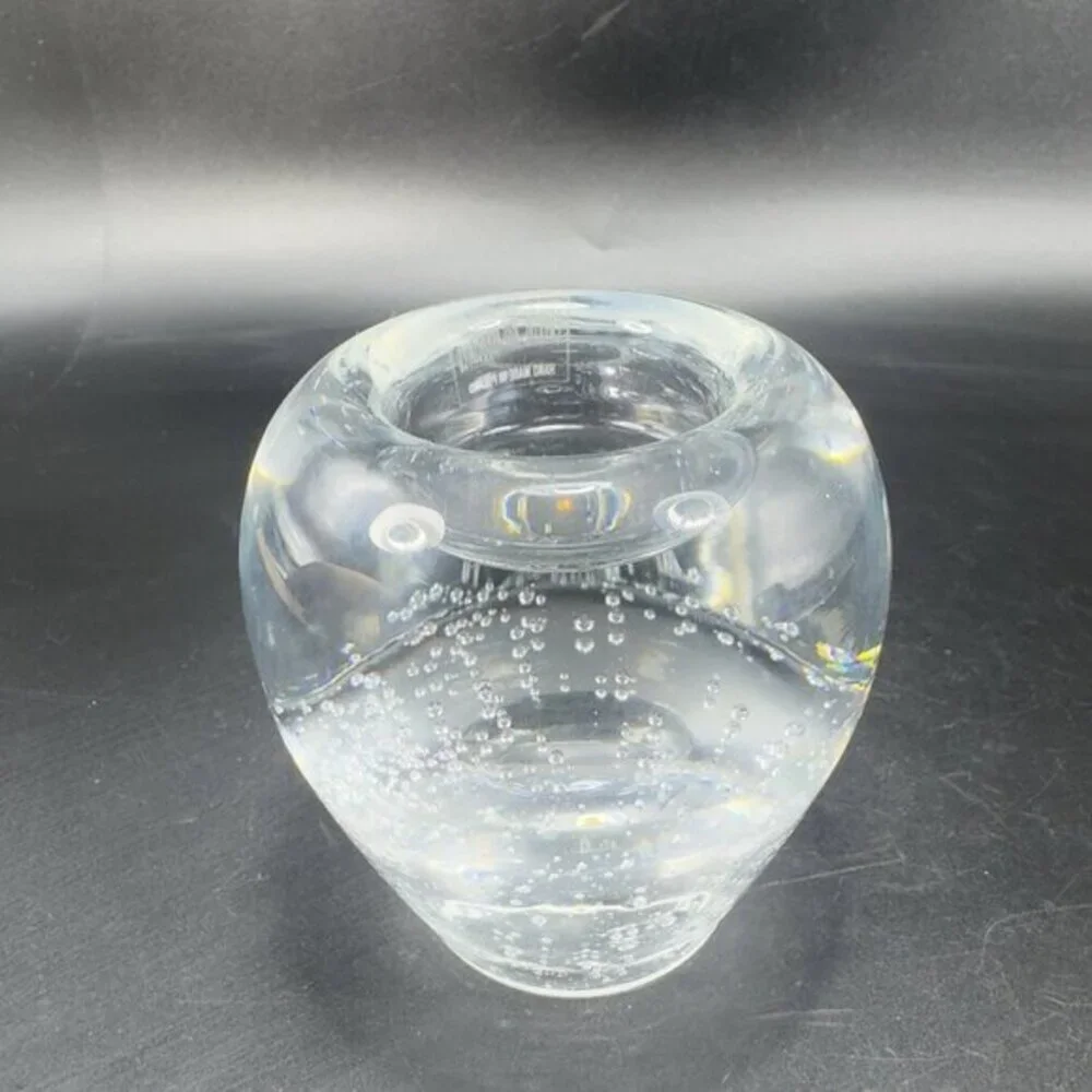 Clear Crystal Votive Candle Holder Made In Poland Small Bubbles Hollow‎ Bottom